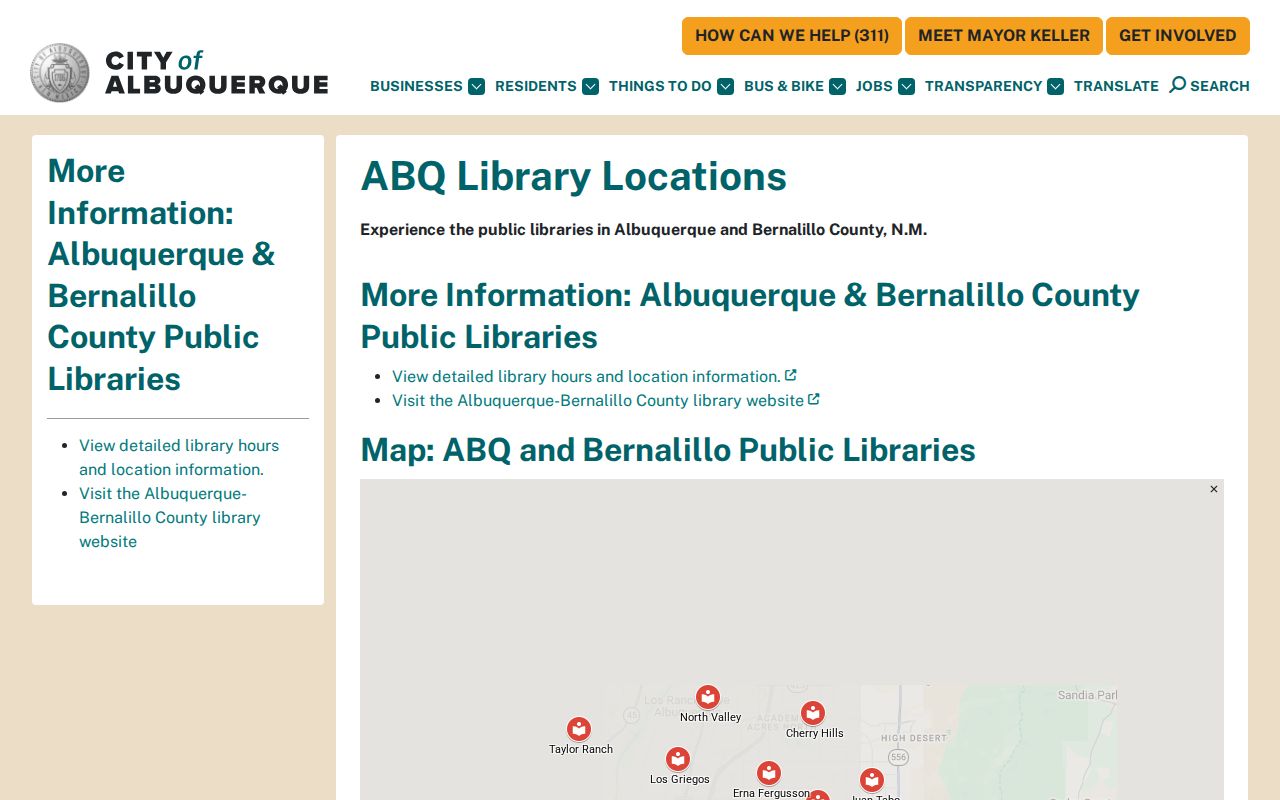 South Valley city directory Albuquerque Bernalillo County Library locations page