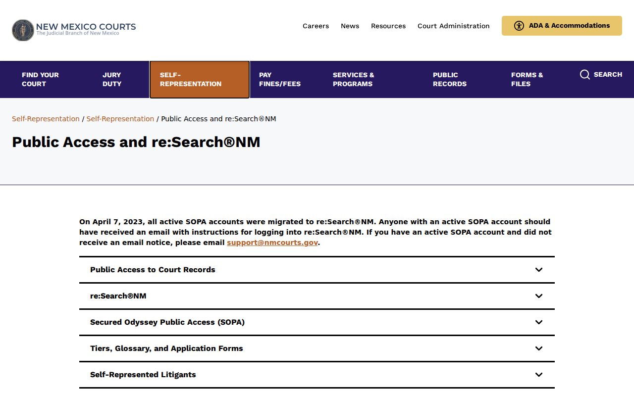 South Valley residents directory New Mexico Judiciary public court-access explanation