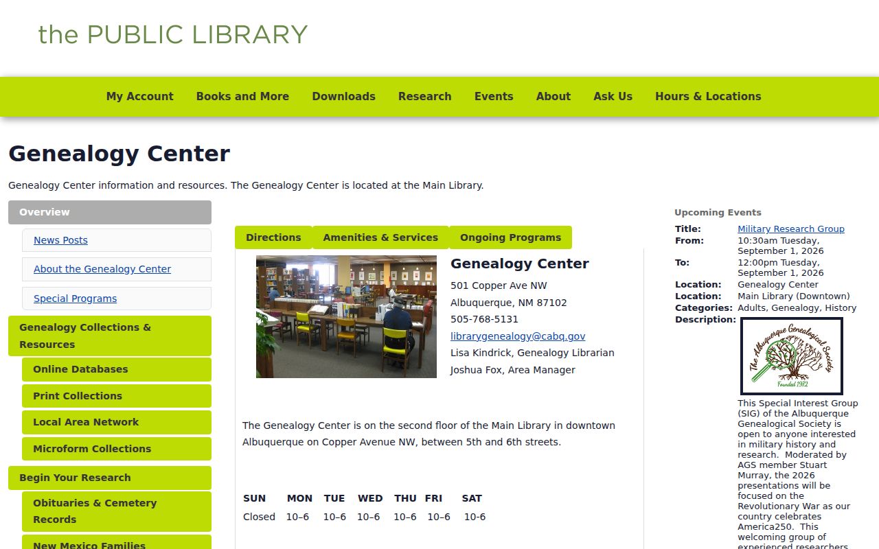 South Valley previous residents Albuquerque Public Library Genealogy Center