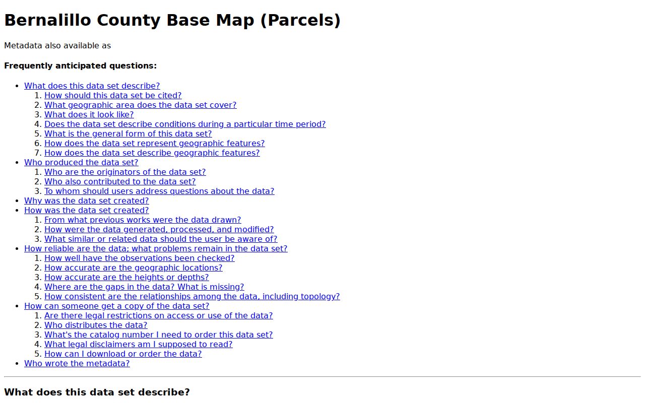 South Valley street directory Bernalillo County base-map address and parcel fields